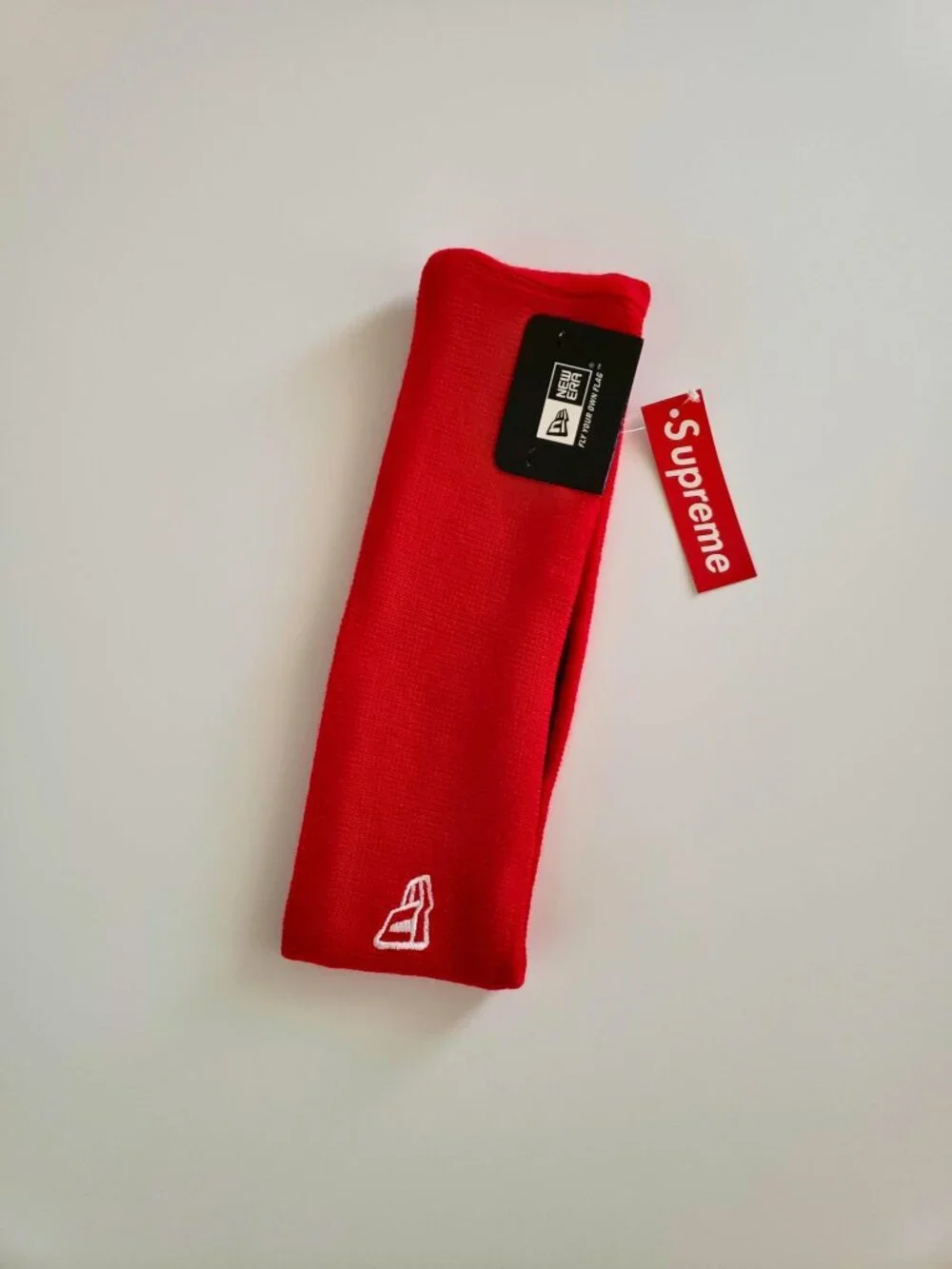 NWT Supreme x New Era New York Classic Logo Headband Fleece Lined Red OS